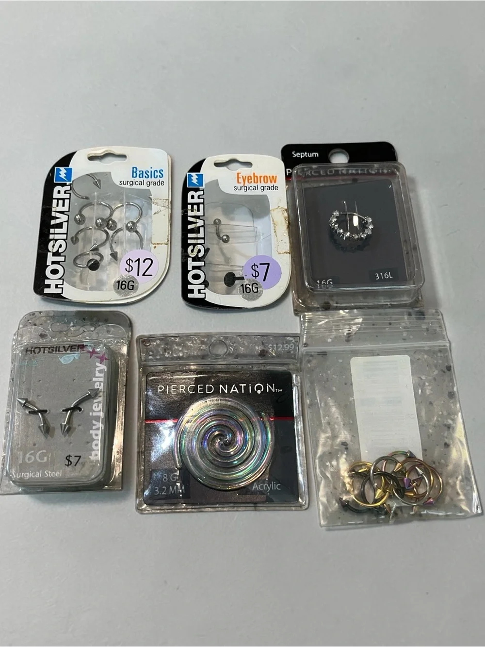 PIERCED NATION AND HOTSILVER BODY JEWELRY BUNDLE NEW IN PACKAGE